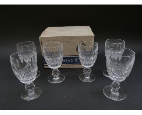 Set of (6) GALWAY CRYSTAL Blarney 6.75 White Wine Glasses w/Box -  EXCELLENT 