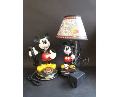 Mickey Mouse telephone and matching lamp, in original box