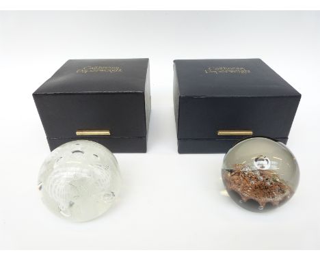 Two Caithness limited edition glass paperweights Persphone 39/1000 and Congratulations, both in original boxes. 