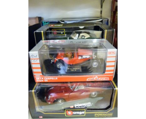 Six Burago, Majorette and Prestige large scale diecast model vehicles, all in original boxes