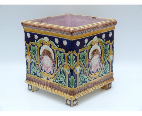 A continental majolica style ceramic jardiniere (28cm tall)