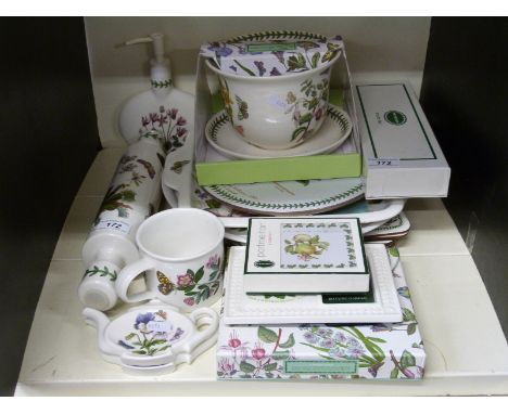 A collection of Portmeirion Botanic Garden to include rolling pin, tray, table mats, jardiniere, pastry forks, cake slice etc