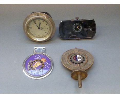 Smiths dashboard clock, vintage rearview mirror with inset clock. Vintage automobile club for Ipswich and East Suffolk and a 