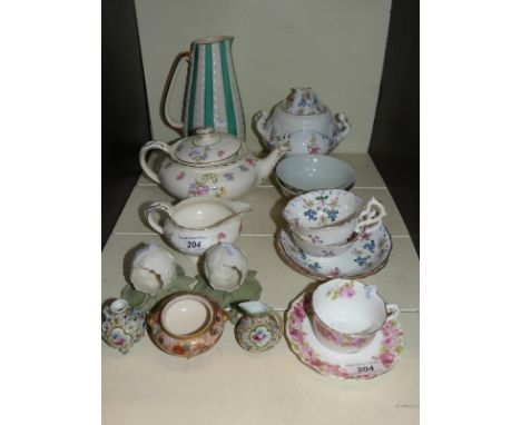 A 19th century lidded sucrier, tea cups and saucers, Royal Doulton tea cup and saucer, Japanese and Chinese ceramics