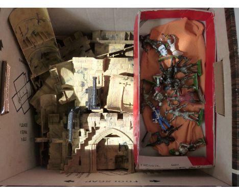 A large collection of Britains, Timpo, Lone Star and similar model soldiers, cowboys and Indians together with matching scene