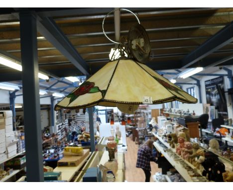 Two Christopher Wray Tiffany style glass lamp shades