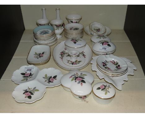 A large collection of Royal Worcester pin dishes, Wedgwood Hathaway Rose ceramics etc. 