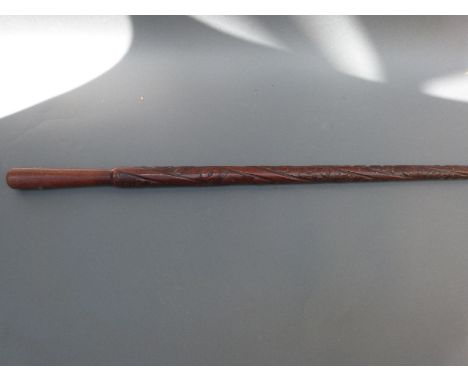 A carved Victorian military interest walking stick, carved with "John Moses 29th Coy Royal Engineers, out of the ladder St. H