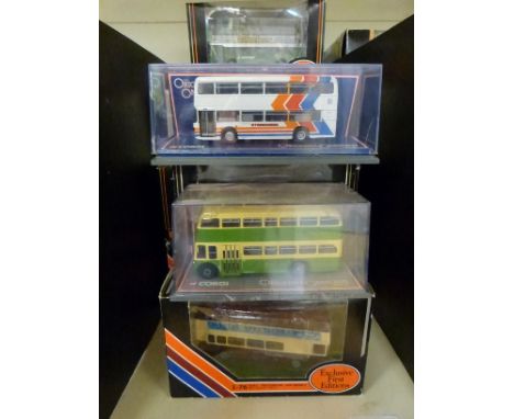 Twenty Exclusive First Editions (EFE) and Corgi Original Omnibus Company (OOC) diecast model buses and coaches, all in origin