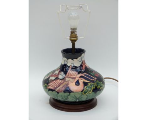 Moorcroft lamp in Kyoto pattern by Rachel Bishop with Moorcroft silk shade (40cm tall)