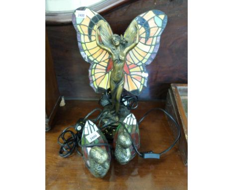 A Tiffany inspired fairy lamp (height 40cm) and two other lamps