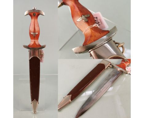 An S.A. Service dagger adopted 1933. This example by Haenel. Crossguard marked S.A. Another fine example