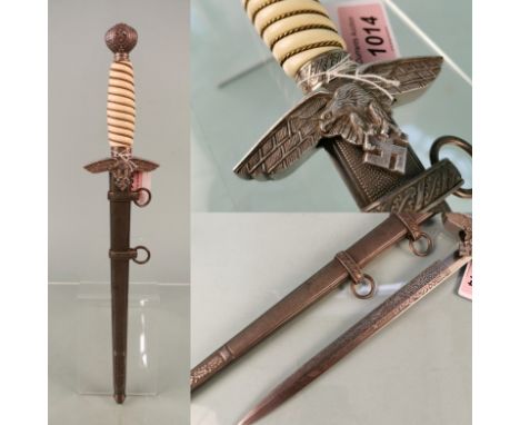 A very rare double engraved blade second model (1937) Luftwaffe Officer's dress dagger with white grip and very good set of h