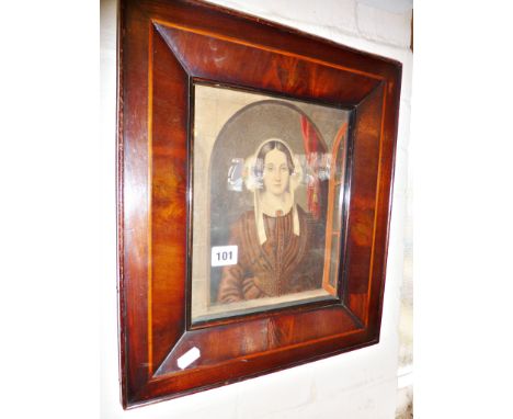 Hand-coloured print after Millais with his monogram (possibly of his wife Effie Gray Millais) 