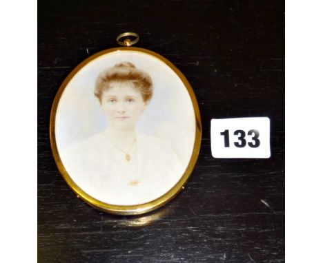 Miniature portrait painting of an Edwardian lady signed "J.H. Youle"