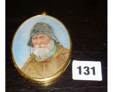 Contemporary portrait miniature of an Icelandic fisherman, by Judith Forster