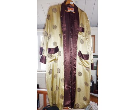 Silk kimono, and a similar jacket (made in China), a tapestry evening bag and other textiles including a "Nehru" - type hat