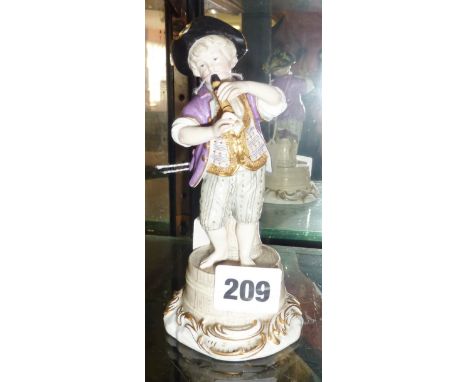 Meissen figurine of a boy playing a flute (A/F)