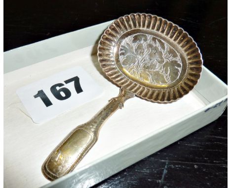 Georgian silver caddy spoon hallmarked Birmingham 1820, maker's initials for John Thornton