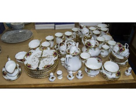 Royal Albert Old Country Roses, Quantity Comprising Cups, Saucer, Side Plates, Teapot, Coffee Pot, Dinner Plates Etc.