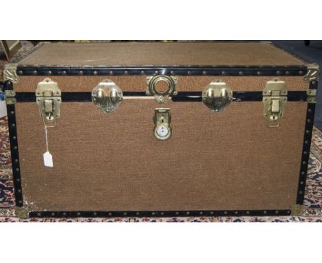 Early To Mid 20thC Travelling Trunk With Brass Mounts Containing A Collection Of Christmas Decorations