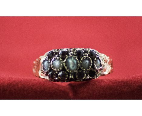 Antique 9ct Gold, Amethyst and Seed Pearl Dress Ring. Hallmark Birmingham 1911. P Ring Size. 