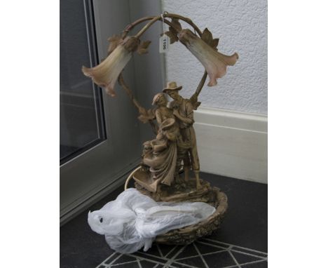 Italian Style Figural Table Lamp With Water Feature, Height 22 Inches