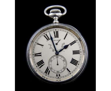 Longines - Silver Cased World War 1 Era Torpedo Boat Deck Chronometer Oversized Watch. c.1912. 17 Jewells, 5 ADJ. Num 2978134