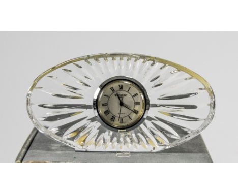 Waterford Crystal Fluted Mantle Clock. With original box and paperwork. 2.5 inches in height.
