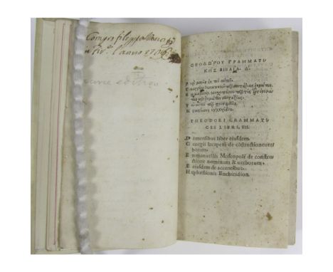 Gaza, Theodorus: Emmanuel Macopulus; Hephaestion of Alexandria, [John Stuart Blackie]Theodori Grammatices libri IIII. De mens