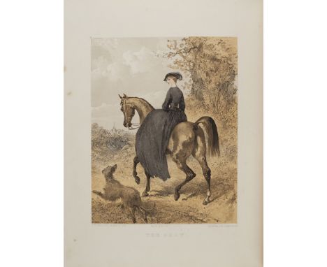 Clarke, J. Stirling, Mrs.The habit and the horse: a treatise on female equitation. London: Rogers, 1857. First edition, 4to.,