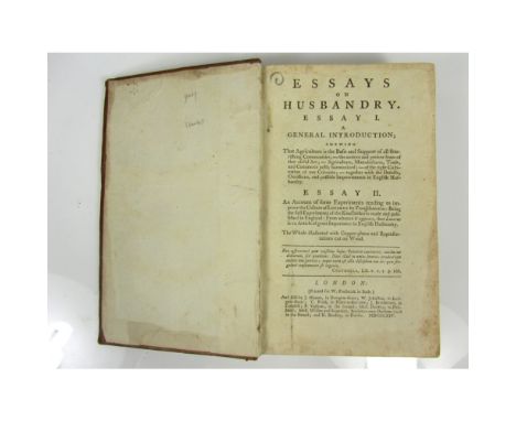 Husbandry - [Harte, Walter]Essays on Husbandry. London: for W. Frederick, 1764. First edition, 8vo, 5 engraved plates, woodcu