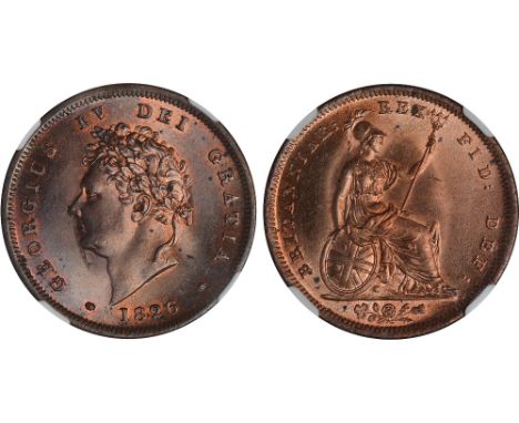 British Coins, George IV, penny, 1826, laur. head l., rev. Britannia std. r., with shield and trident (S.3823), certified and