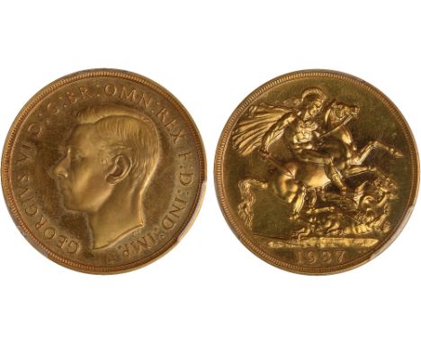 British Coins, George VI, proof two pounds, 1937, bare head l., rev. St. George and the dragon (S.4075; W&R.437), certified a
