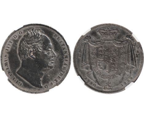 British Coins, William IV, pattern crown, 1832, struck in lead, bare head r., W.W. incuse on truncation, rev. crowned shield 