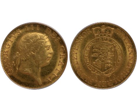 British Coins, George III, guinea, 1813, sixth laur. head r., rev. crowned shield of arms within Garter (S.3730), certified a