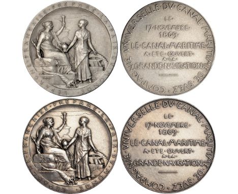 World Medals, Compagnie Universelle du Canal Maritime de Suez, Opening of Suez Canal, similar silver medals (2), 1869, by Osc