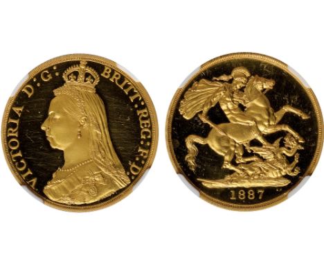 British Coins, Victoria, proof two pounds, 1887, ‘Jubilee’ bust l., rev. St. George and the dragon, no B.P. in exergue (S.386