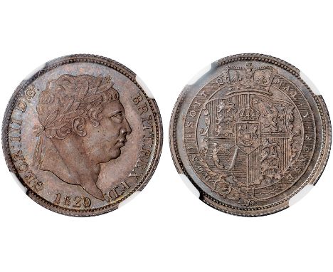 British Coins, George III, proof shilling, 1820, laur. head r., rev. crowned shield within Garter (S.3790; ESC.1237), certifi