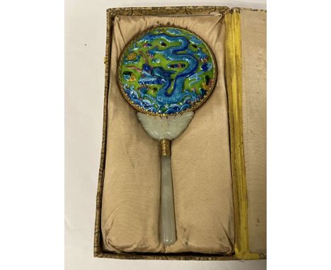 JADE &amp; ENAMEL DRESSING MIRROR BOXED