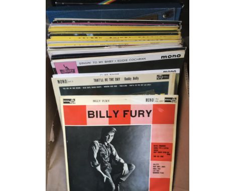 A collection of LPs comprising mainly rock n roll artists including Billy Fury, Eddie Cochran, Buddy Holly and others.