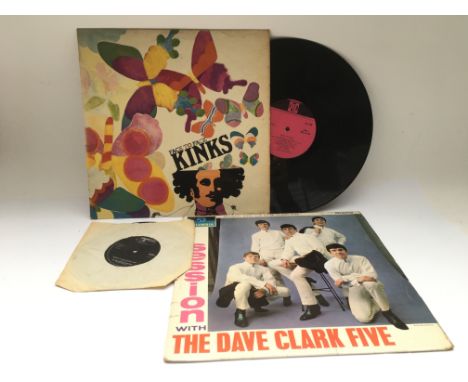 A first UK pressing of 'Face To Face' by The Kinks, 'Session' by The Dave Clark Five and a Jimi Hendrix 7inch single 'Burning