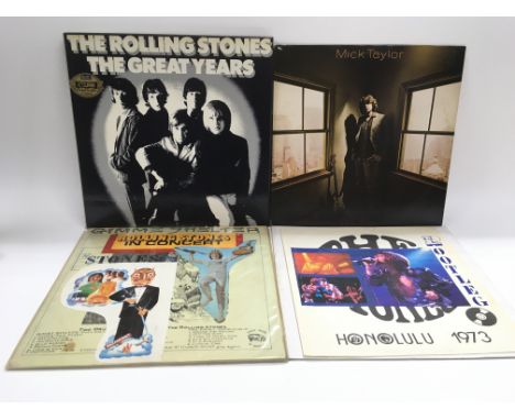 Four Rolling Stones and related LPs comprising 'The Great Years' 4LP box set, the self titled Mick Taylor LP and two others.