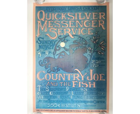 Three vintage posters comprising two US psychedelic gig posters for Quicksilver Messenger Service, approx 50cm x 35cm and the
