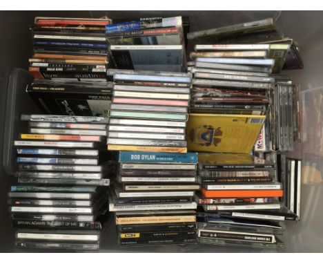 A plastic box containing approx 200 plus CDs by various artists including Bob Dylan, The Grateful Dead, Pink Floyd, Steel Pul