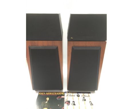 A pair of vintage DBX SF10 speakers with cables with two DBX encoded LPs, a Pioneer F-91 tuner, Technics cassette player, Pio