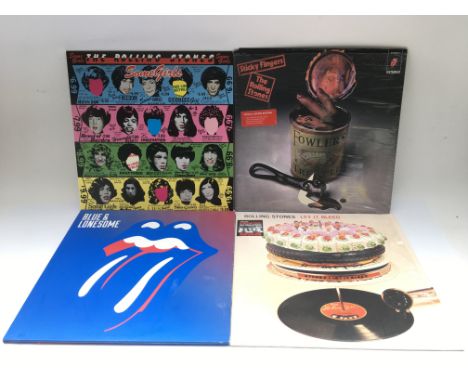 Four Rolling Stones heavyweight LPs comprising a special limited edition 'Sticky Fingers' with the original Spanish cover, 'L