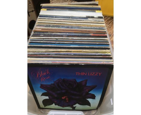 A box of approx 114 LPs by artists from the 1970s and 80s including Thin Lizzy, Rolling Stones, Prince and many more.