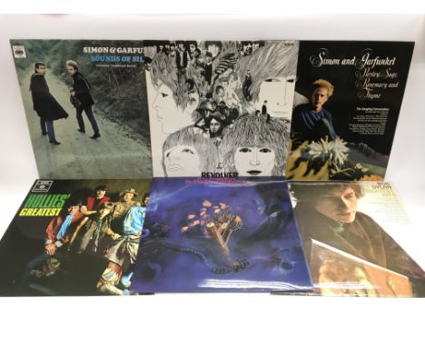 Six LPs in NM condition comprising 'Revolver' by The Beatles, 'On The Threshold Of A Dream' by The Moody Blues plus others by