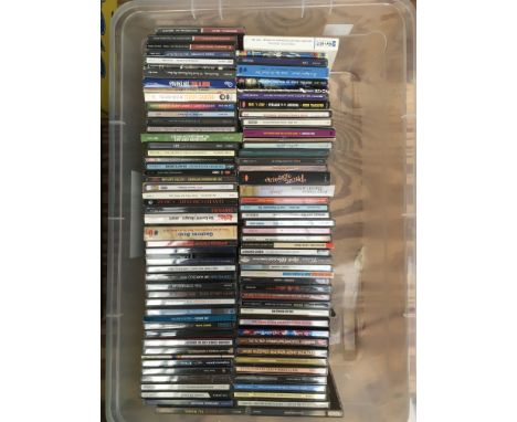 A box of CDs by various artists including Jimi Hendrix, Love, The Grateful Dead and others plus a collection of cassettes of 